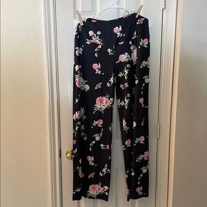 Floral Black Women's Pants